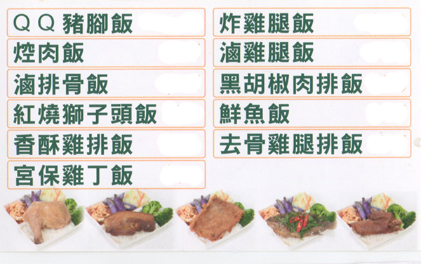 吉祥便當菜單